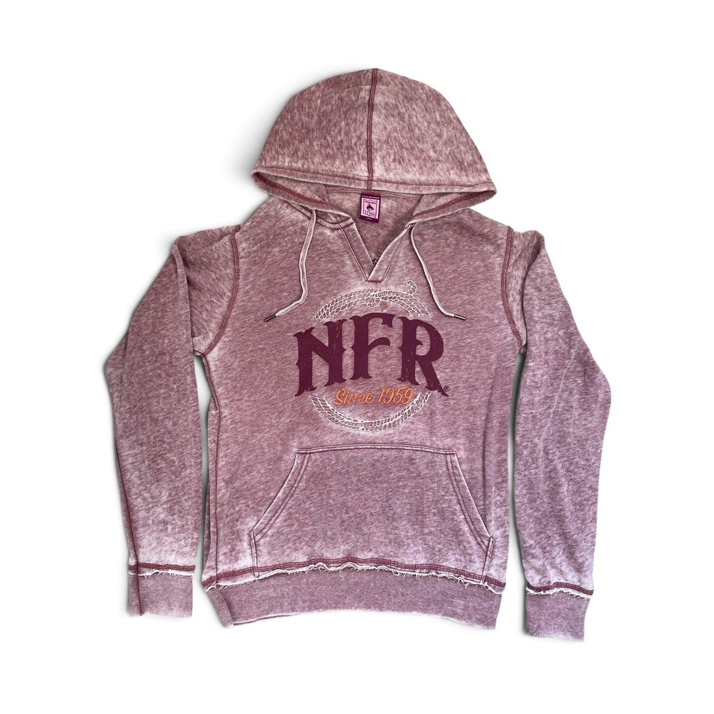 NFR 2024 ProRodeo Hoodie Women's L Maroon Mauve Acid Wash National Finals Rodeo